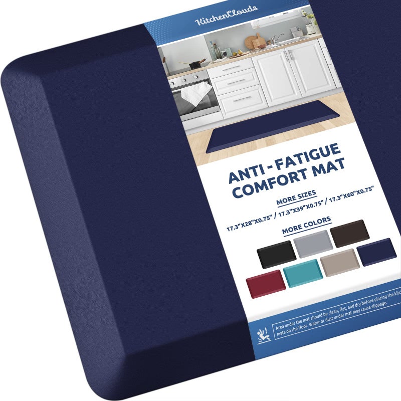 KitchenClouds Kitchen Mat Cushioned Anti Fatigue Kitchen Rug 08inch Waterproof Non Slip Kitchen Rugs and Mats Standing Desk Mat Comfort Floor Mats for Kitchen Sink Office 173x39Blue