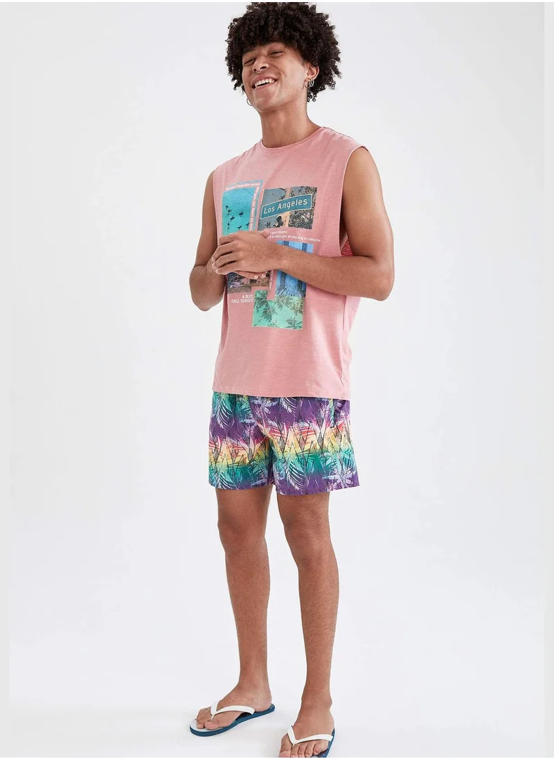 ديفاكتو Patterned Shirred Waist Swim Short