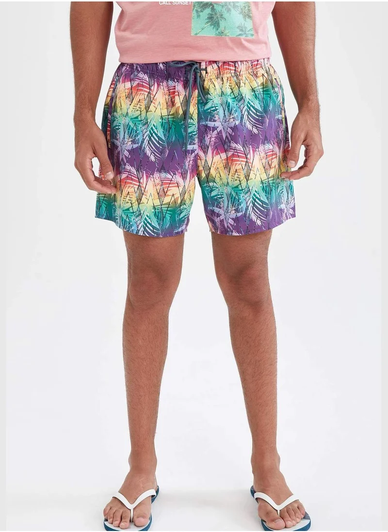ديفاكتو Patterned Shirred Waist Swim Short