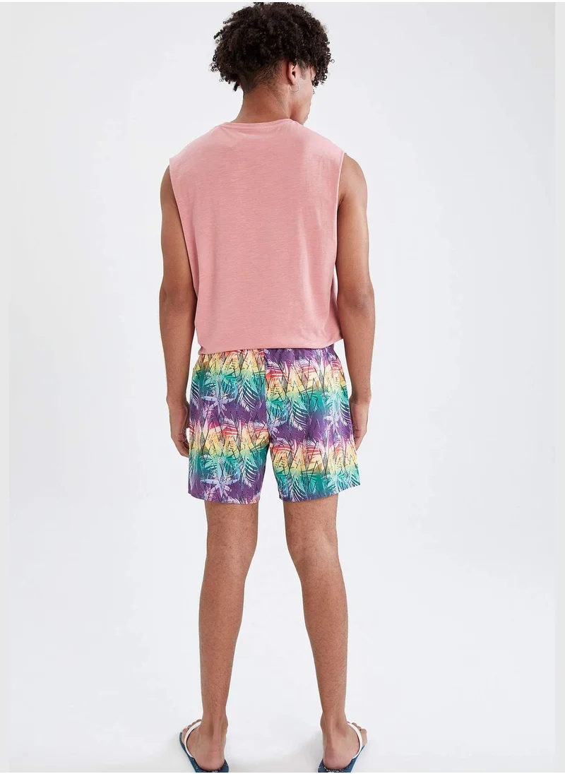 ديفاكتو Patterned Shirred Waist Swim Short