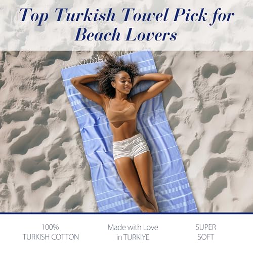 Cacala Lightweight and Thin Turkish Beach Towel 100% Cotton Sand-Free and Quick-Drying Goodness Perfect as an Extra Large Travel Towel, Beach Accessory, or Gift for Beach Lovers, 37 x 70 - Image 3