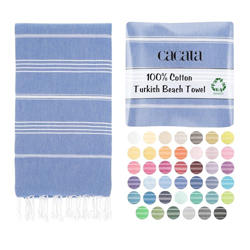 Cacala Lightweight and Thin Turkish Beach Towel 100% Cotton Sand-Free and Quick-Drying Goodness Perfect as an Extra Large Travel Towel, Beach Accessory, or Gift for Beach Lovers, 37 x 70 - Image 1