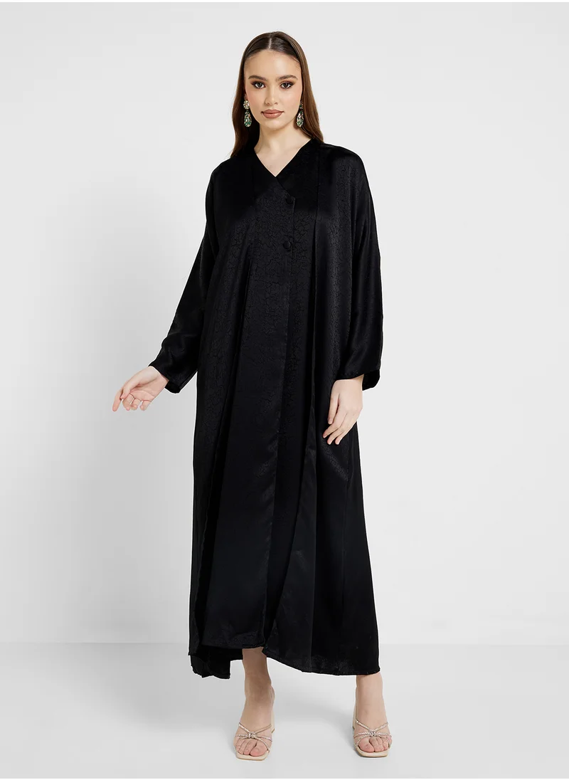 hayas closet V-Neck Flared Sleeve Abaya