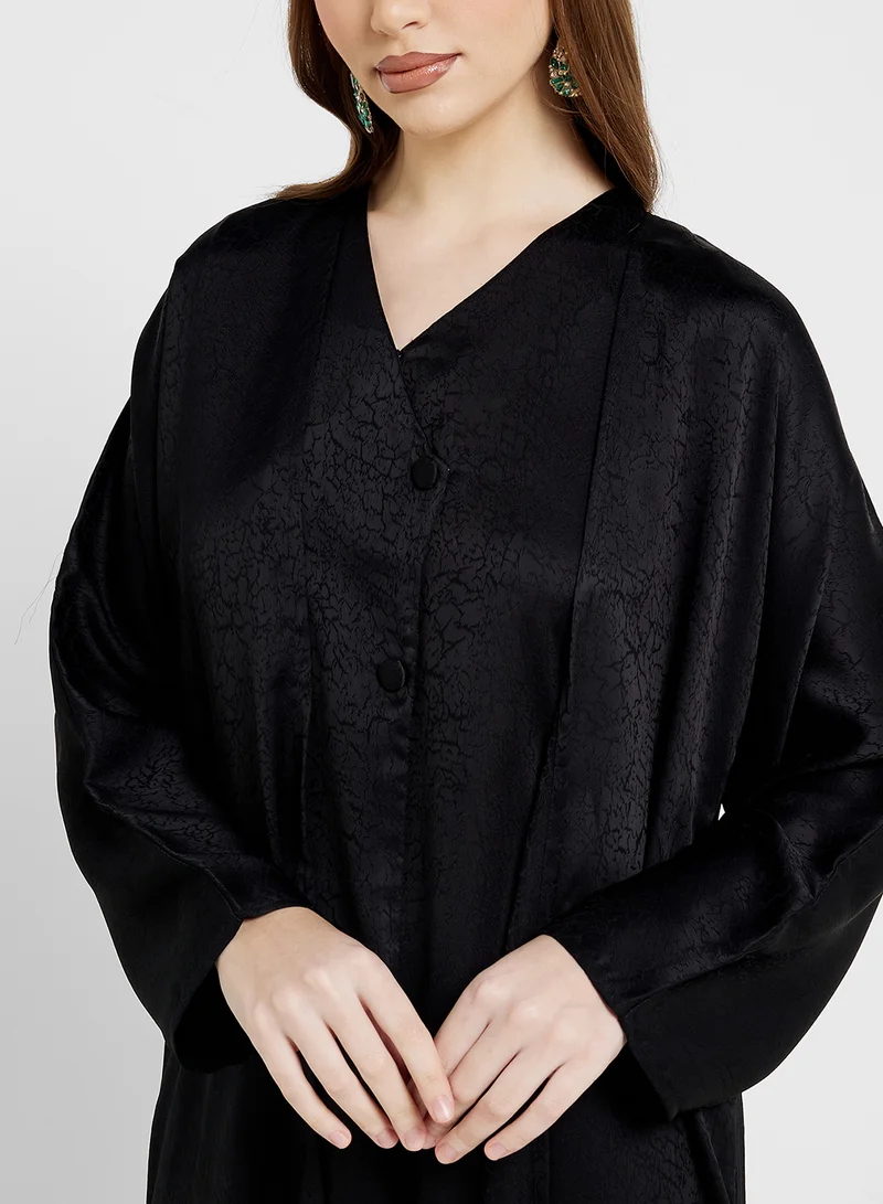 hayas closet V-Neck Flared Sleeve Abaya