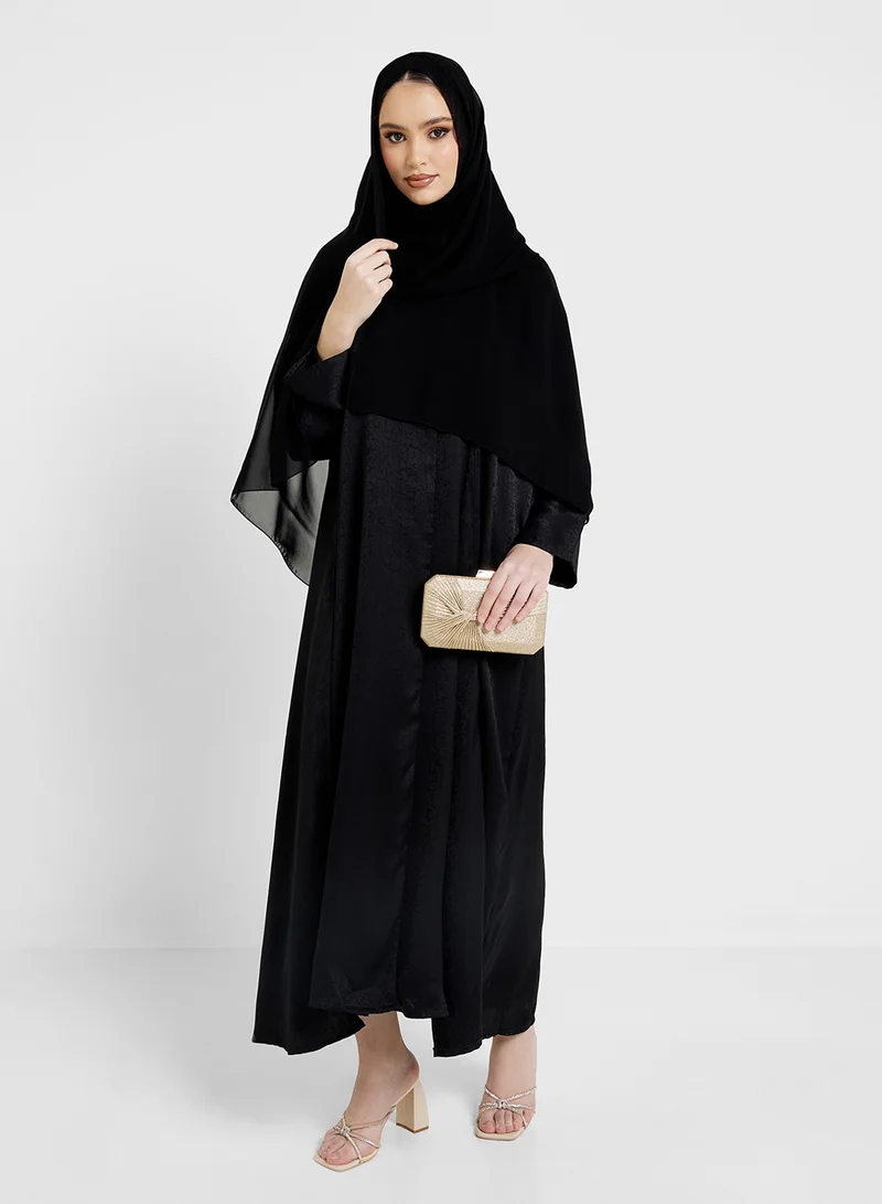 hayas closet V-Neck Flared Sleeve Abaya