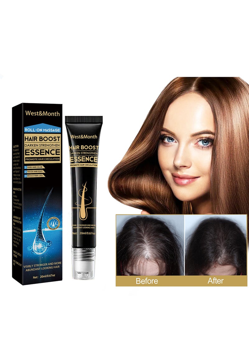 West&Month - Hair Boost Darken Strengthen Essence, Anti Hair Loss Roll On Massage Hair Loss Treatment for Hair Growth, Promote Hair Circulation, Reduce Hair Loss, Restore Thin Hair 20ml - Image 1