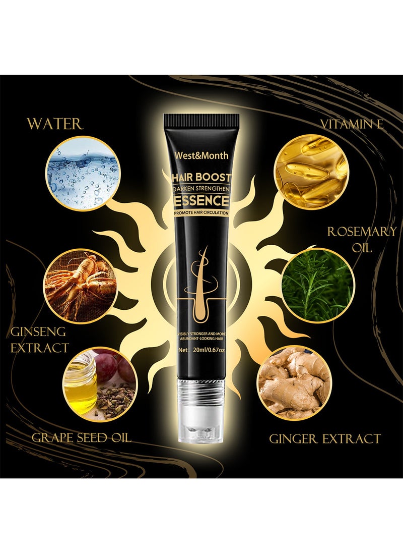 West&Month - Hair Boost Darken Strengthen Essence, Anti Hair Loss Roll On Massage Hair Loss Treatment for Hair Growth, Promote Hair Circulation, Reduce Hair Loss, Restore Thin Hair 20ml - Image 1