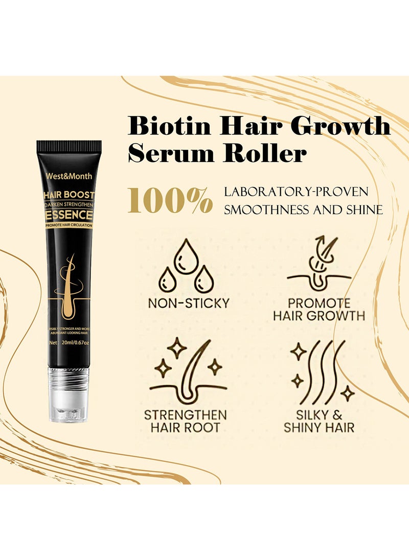 West&Month - Hair Boost Darken Strengthen Essence, Anti Hair Loss Roll On Massage Hair Loss Treatment for Hair Growth, Promote Hair Circulation, Reduce Hair Loss, Restore Thin Hair 20ml - Image 1
