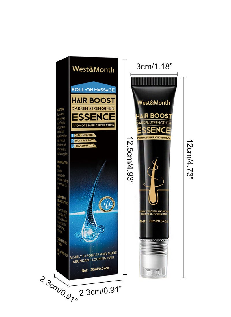 West&Month - Hair Boost Darken Strengthen Essence, Anti Hair Loss Roll On Massage Hair Loss Treatment for Hair Growth, Promote Hair Circulation, Reduce Hair Loss, Restore Thin Hair 20ml - Image 1