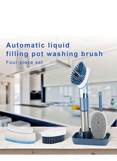Arabest Soap Dispensing Dish Brush Set, Dish Scrubber with 1 Holder and 4 Replaceable Brush Heads, Kitchen Scrub Brush for Pan Sink Cleaning, Dish Cleaning Washing Brush with Stainless Steel Handle  - Image 5
