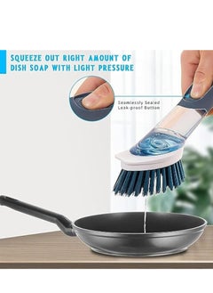 Arabest Soap Dispensing Dish Brush Set, Dish Scrubber with 1 Holder and 4 Replaceable Brush Heads, Kitchen Scrub Brush for Pan Sink Cleaning, Dish Cleaning Washing Brush with Stainless Steel Handle  - Image 3