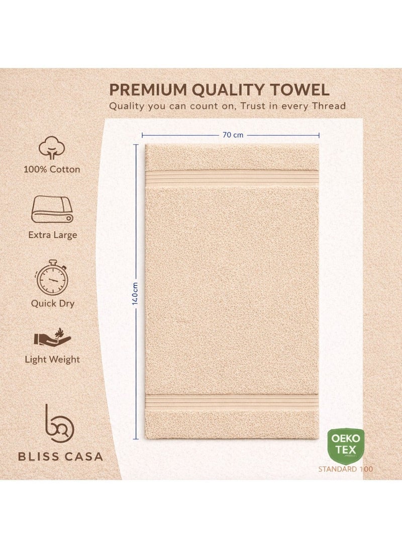 Bliss Casa Bath Towel Set (4 Pack, 70 X 140 cm) - 550 GSM 100% Combed Cotton Quick Drying Highly Absorbent Thick Bathroom Towels - Soft Hotel Quality for Bath and Spa - Image 2