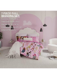 Franco Franco Barbie Bedding Super Soft Comforter and Sheet Set with Sham, 7 Piece Full Size  - Image 4