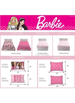 Franco Franco Barbie Bedding Super Soft Comforter and Sheet Set with Sham, 7 Piece Full Size  - Image 3