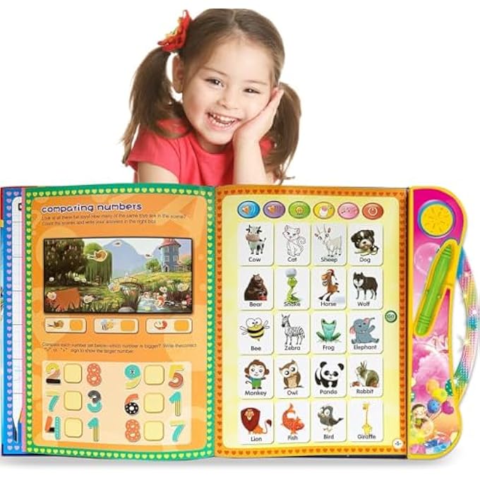 كتب الصوت التفاعلية ABC - كتب تعليمية إلكترونية للأطفال الصغار مع الأبجدية، الأرقام، الحيوانات، الموسيقى، الألعاب - ألعاب تعليمية للأطفال من 3 سنوات وما فوق - Image 1