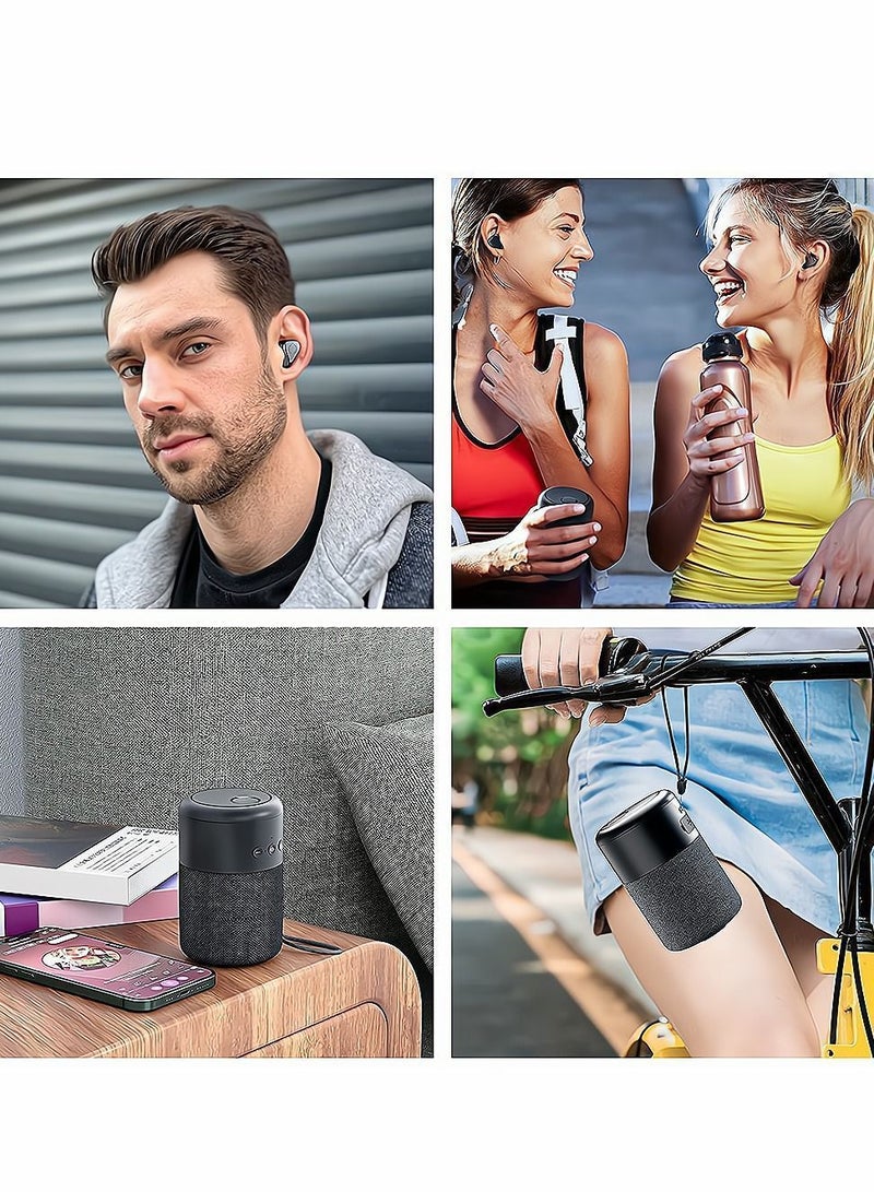 Y&D Portable Bluetooth Speakers, Wireless and Earbuds 2 in 1 with Subwoofer, Mini Speaker 360 Surround Stereo Sound Microphone, for Home, Party, Outdoor, Travel, Black  - Image 5