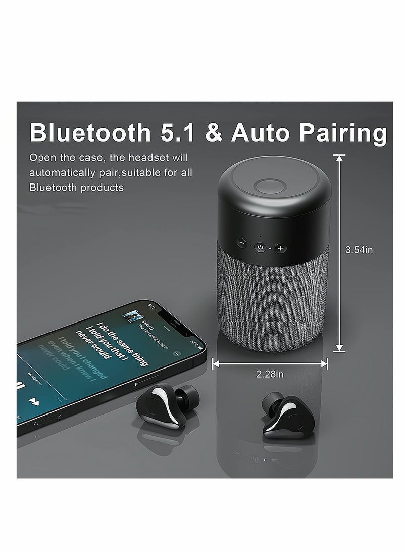 Y&D Portable Bluetooth Speakers, Wireless and Earbuds 2 in 1 with Subwoofer, Mini Speaker 360 Surround Stereo Sound Microphone, for Home, Party, Outdoor, Travel, Black  - Image 2