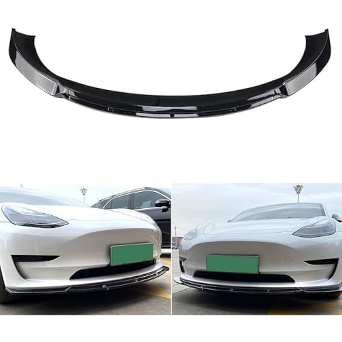 FINMOKAL Gloss Black Front Bumper Lip Chin Spoiler Splitter Compatible with Tesla Model 3 2017-2021 - Image 2
