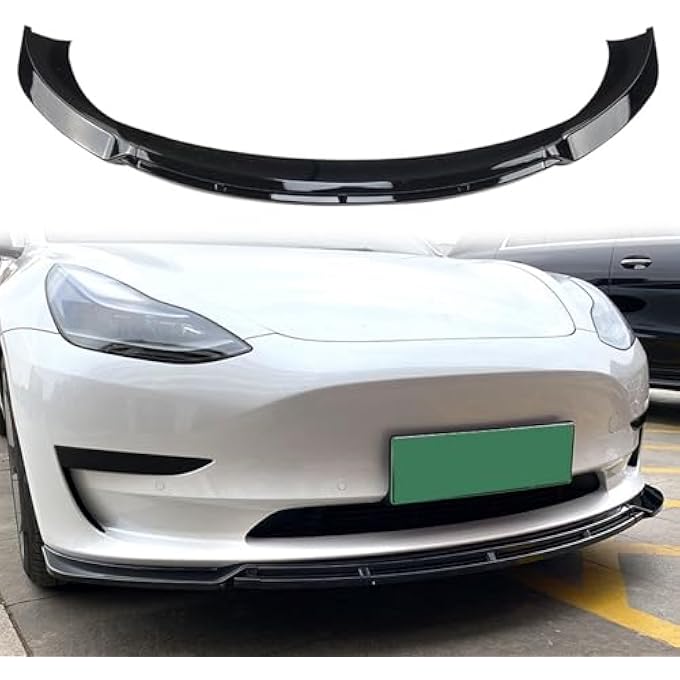 FINMOKAL Gloss Black Front Bumper Lip Chin Spoiler Splitter Compatible with Tesla Model 3 2017-2021 - Image 1