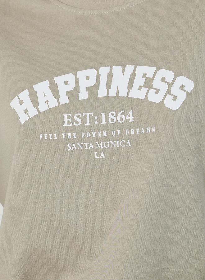 Styli Slogan Print Double Stipe Sweatshirt & Joggers Pyjama Set  - Image 3
