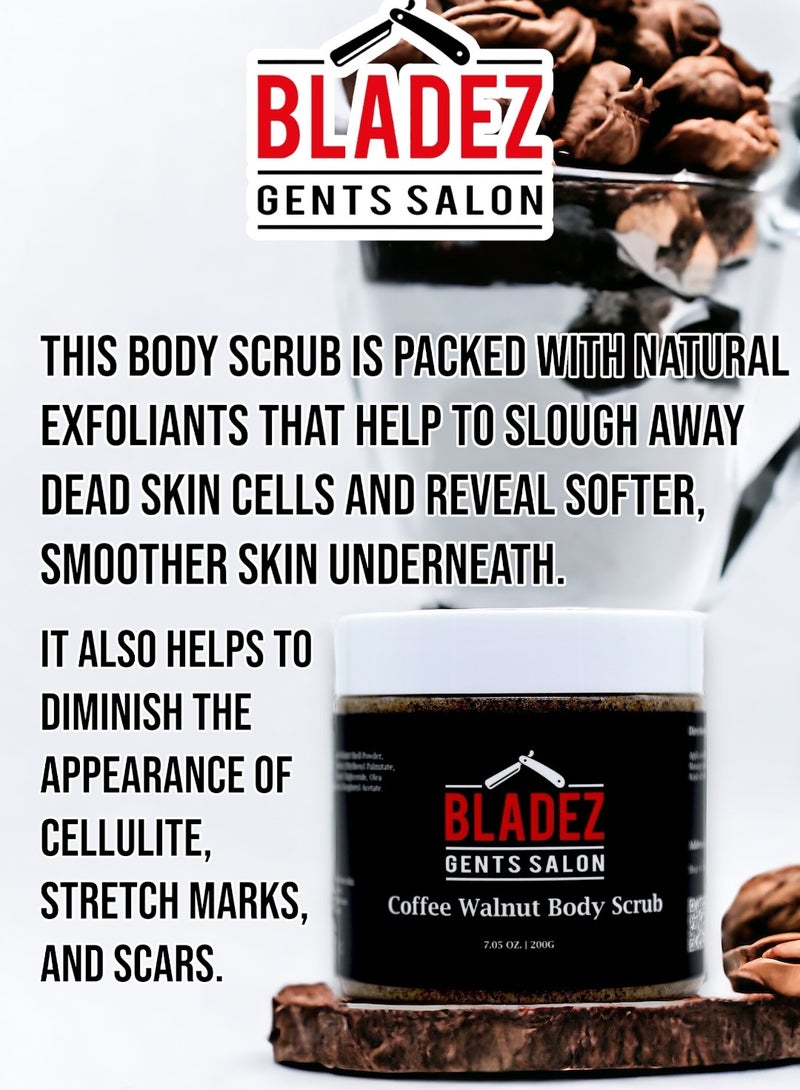 Bladez Gents Salon Coffee & Walnut Body Scrub, Natural Ingredients, Only Coffee, Walnut Shell Powder and Olive Oil, Moroccan Bath Effect, Professional Line - Image 4