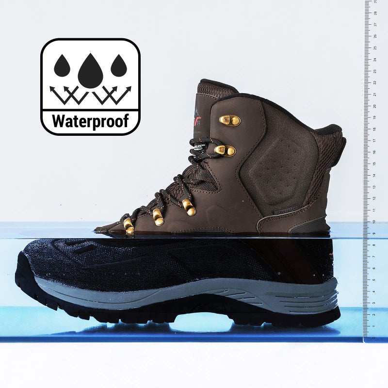 NORTIV 8 Men's Insulated Waterproof Construction Hiking Winter Snow Boots,Size 9,Dark/Brown/Black/1,TUNDRA - Image 4