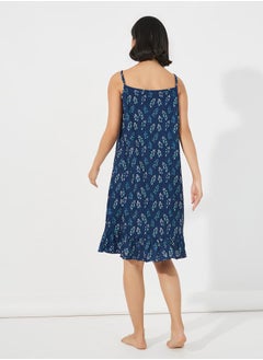 Styli Ditsy Leaf Print Ruffle Hem Slip Dress  - Image 4