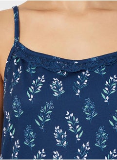 Styli Ditsy Leaf Print Ruffle Hem Slip Dress  - Image 3