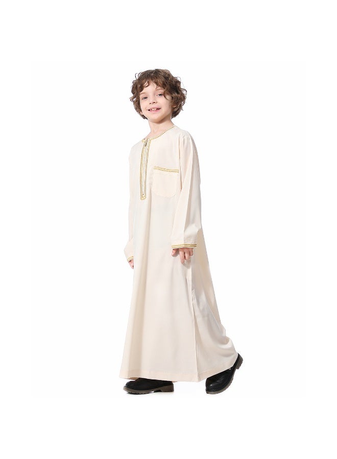 Hanyimidoo Arabic Thobe Muslim Thobe Boy’s Muslim Long Sleeves Kids Robe Islamic Boys Thobe - Image 2