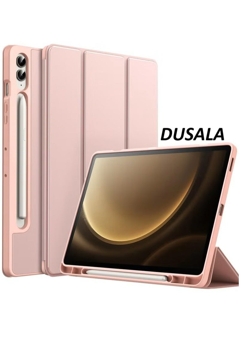 DUSALA Case for Tab S9 FE 10.9-Inch with S Pen Holder - Soft TPU Tri-Fold Stand Protective Tablet Cover, Supports S Pen Charging, Auto Wake/Sleep - Rose Gold - Image 1