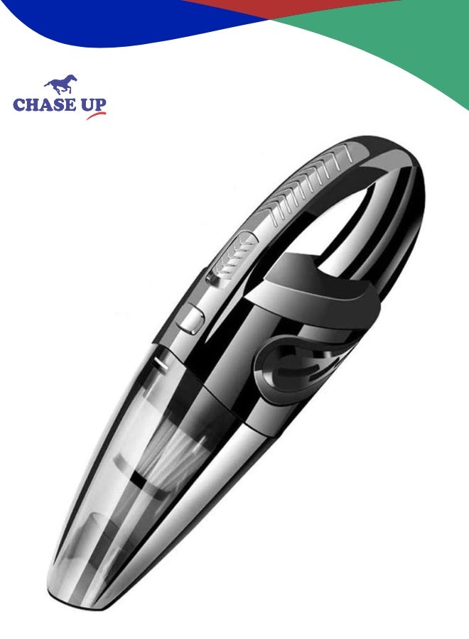 تشيس اب مكنسة كهربائية للسيارة، شفط قوي بقوة 3.2 كيلو باسكال، قابلة لإعادة الشحن 12 فولت 120 واط، لتنظيف شعر الحيوانات الأليفة والسيارة والمنزل، لون أسود، 355*105*125 مم/13.97*4.13*0.16 بوصة، F6001 - Image 1