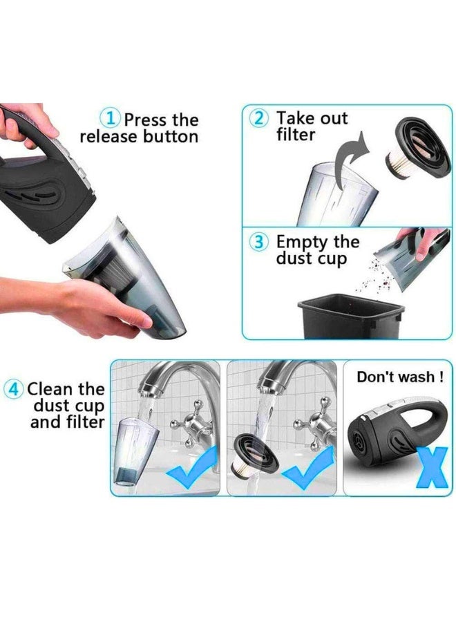 تشيس اب مكنسة كهربائية للسيارة، شفط قوي بقوة 3.2 كيلو باسكال، قابلة لإعادة الشحن 12 فولت 120 واط، لتنظيف شعر الحيوانات الأليفة والسيارة والمنزل، لون أسود، 355*105*125 مم/13.97*4.13*0.16 بوصة، F6001 - Image 4