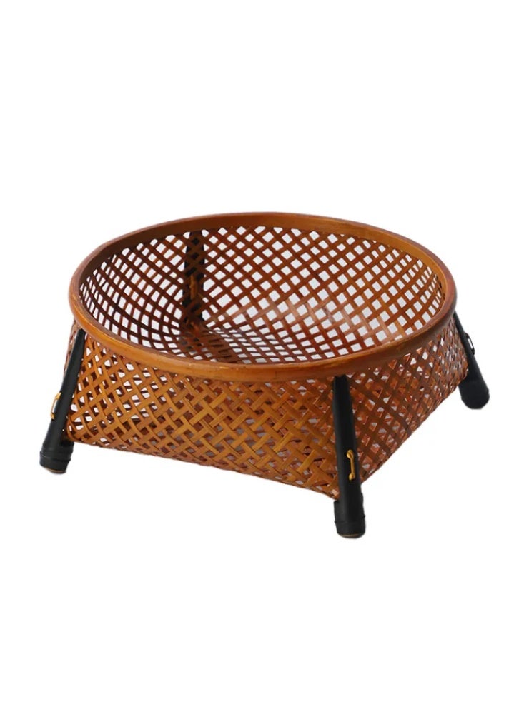 Handmade bamboo woven lacquer snack basket, dried fruit and water fruit basket, tea set storage bamboo basket - Image 2