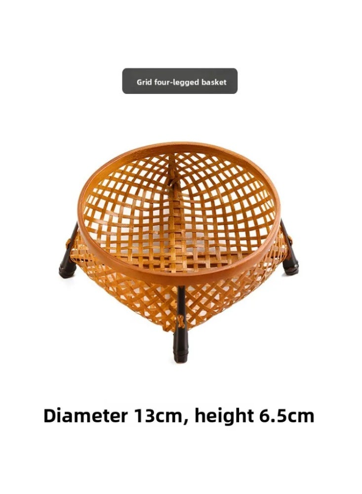 Handmade bamboo woven lacquer snack basket, dried fruit and water fruit basket, tea set storage bamboo basket - Image 5