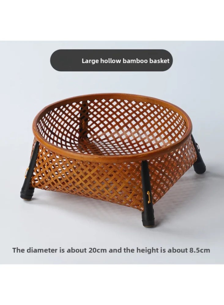 Handmade bamboo woven lacquer snack basket, dried fruit and water fruit basket, tea set storage bamboo basket - Image 4