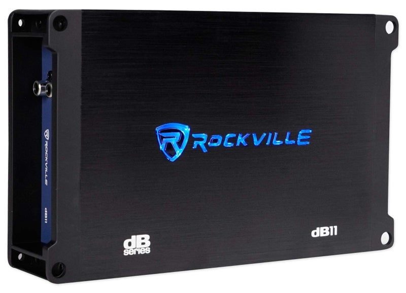 Rockville dB11 1400W Peak/350W RMS Mono 2-Ohm Class-D Car Amplifier, Wired Bass Remote, Compact Size, Low THD, for Powerful Car Audio - Image 2