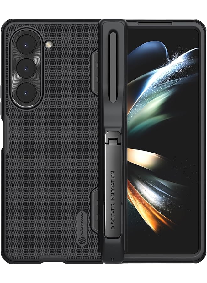 Nillkin Super Frosted Shield Fold Pen Holder Version With Pen Holder And Stand Series Cover Case Designed For Samsung Galaxy Z Fold 5 W24 Black - Image 1