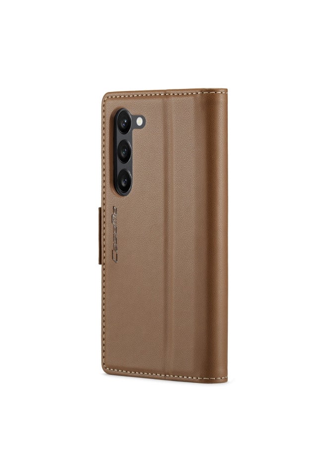 CaseMe - Flip Wallet Case For Samsung Galaxy S24 plus [RFID Blocking] PU Leather Wallet Flip Folio Case with Card Holder Kickstand Shockproof Phone Cover (Brown) - Image 1