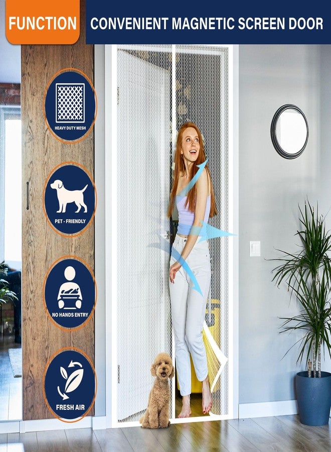 Mdavo Magnetic Screen Door, Heavy Duty Door Screen Magnetic Closure Keep Bugs Out,Pet & Kid Friendly，Hands Free Door Screen Fit Door Size 32 x 80 Inches White - Image 5