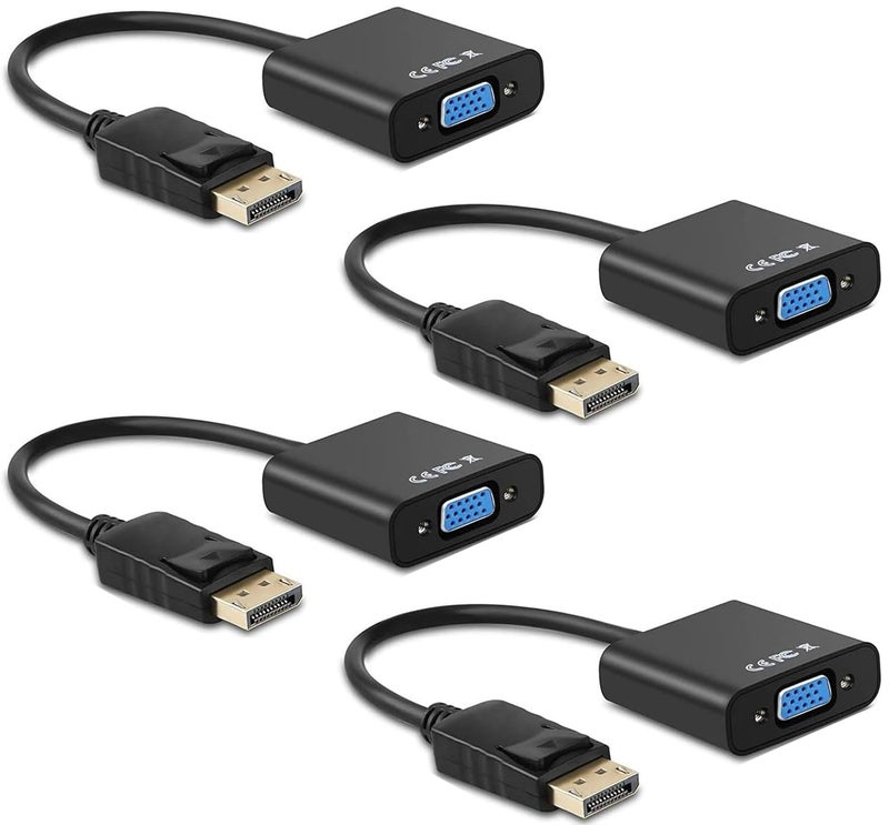 Ankey Display Port to VGA Adapter,4 Pack Gold-Plated DisplayPort DP to VGA Converter (Male to Female) for Computer, Desktop, Laptop, PC, Monitor, Projector, HDTV - Image 1