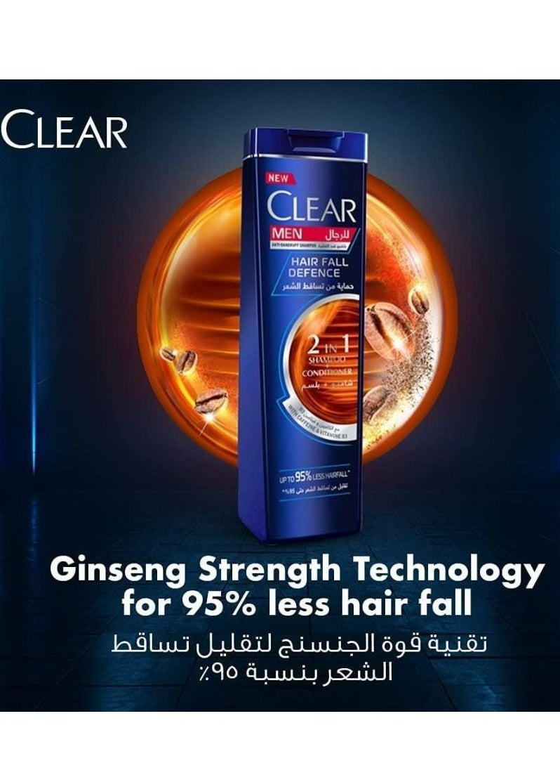 CLEAR - Clear, Men's Anti-Dandruff Hair Fall Defence 2 in 1 Shampoo and Conditioner with Coffee Beans, 400 ml - Image 1