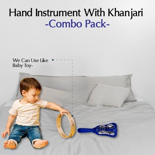 Yoshiva Hand Tambourine without Skin | Multi-Color Plastic Percussion Instrument | Lightweight Khanjari for Kids, Beginners, School Music & Bhajan | Combo Pack of 2 - Image 5