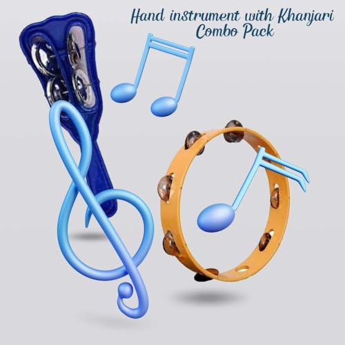 Yoshiva Hand Tambourine without Skin | Multi-Color Plastic Percussion Instrument | Lightweight Khanjari for Kids, Beginners, School Music & Bhajan | Combo Pack of 2 - Image 2