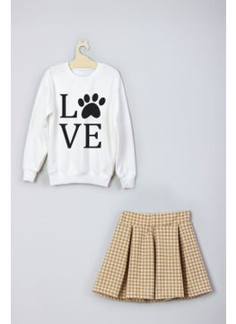 Ada Bebek Çocuk Ada Baby Kids New Season Cute Paw Patterned Skirt Sweat Suit  - Image 3