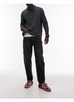 TOPMAN Taper Jeans In Washed Grey - Grey  - Image 1
