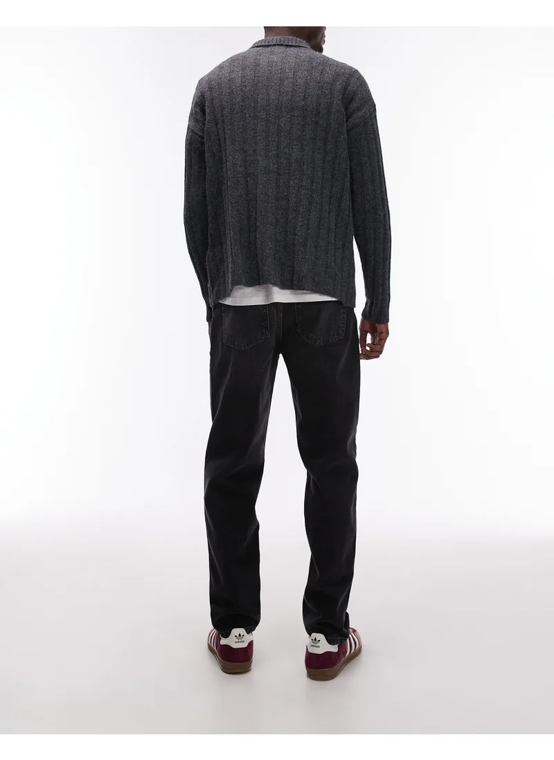 TOPMAN Taper Jeans In Washed Grey - Grey