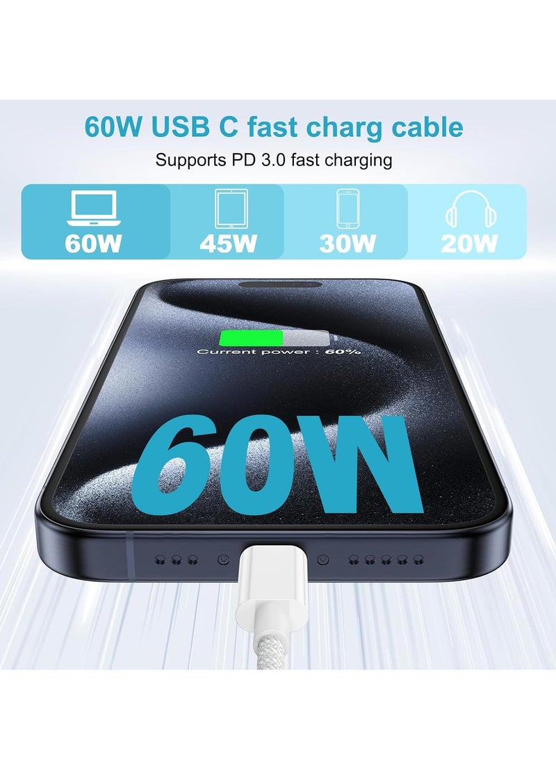 AMROAH 1M 60W 480Mbps USB C Cable Type C Type C Data Charger, Fast Charging USB C Cord Compatible Smartphones Tablets Headphones Laptops iPhone Samsung Galaxy Huawei Pixel  - Image 3