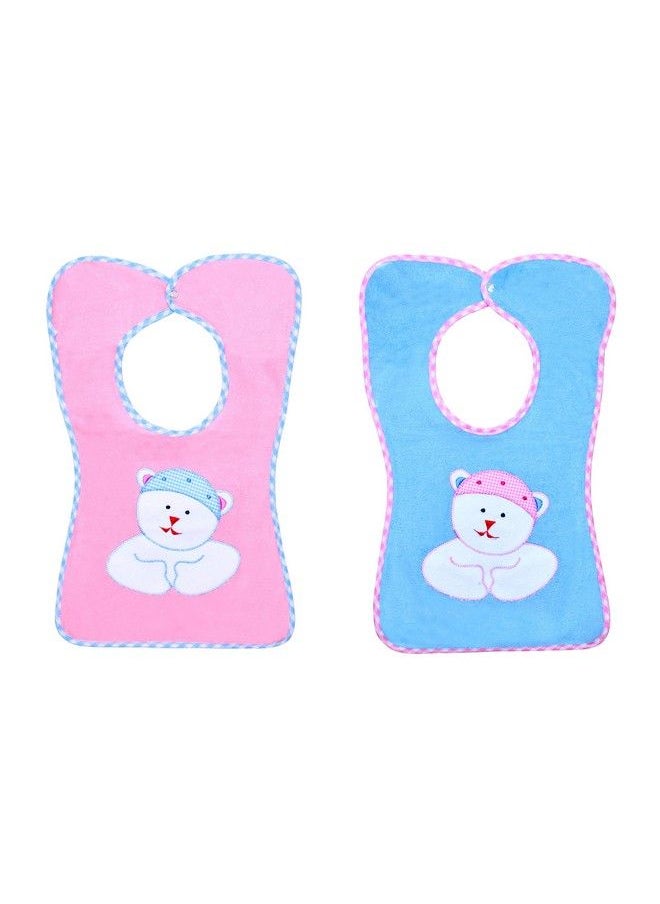 The Little Lookers � Terry Cotton Double Layered Baby Bibs;Burp Cloth;Saliva Towel With Comfortable Tich Button Neck For Feeding Babies;Infants;Toddlers (Bib 0521 Pink & Blue Pack Of 2)  - Image 1