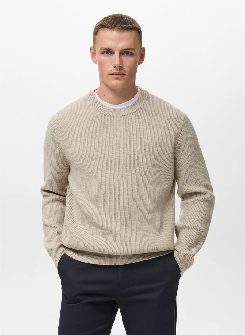 Mango Man Knitted ribbed sweater