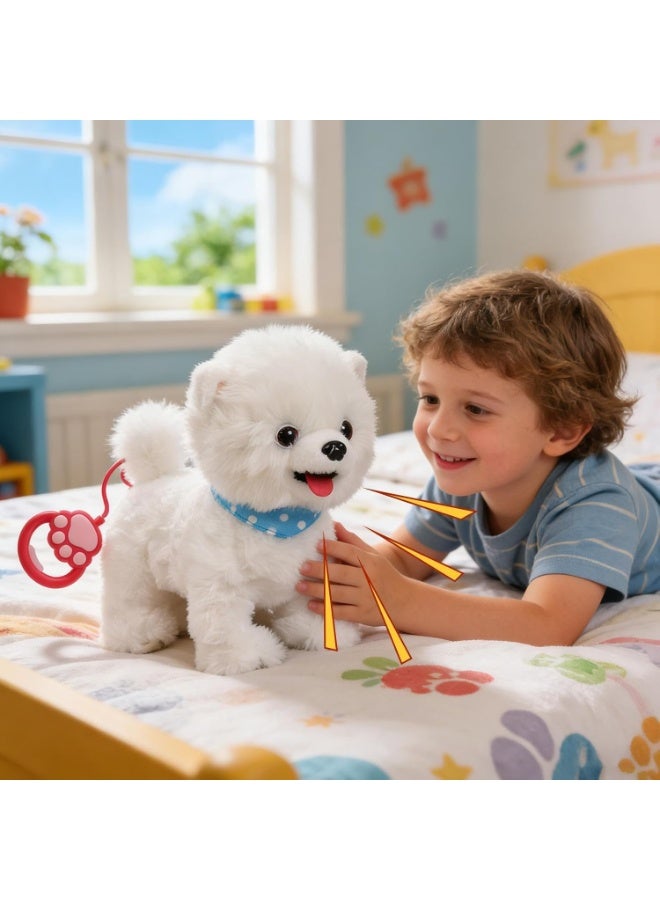Interactive Plush Robot Puppy Dog Toy, White Electronic with Touch Sensor & Sound Effects for Kids - Image 4